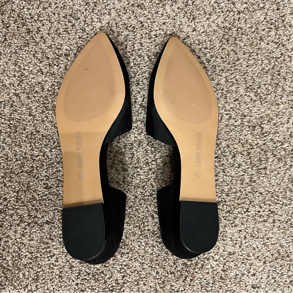 Crown Vintage Black Suede Pointed Flats - Picture 5 of 5